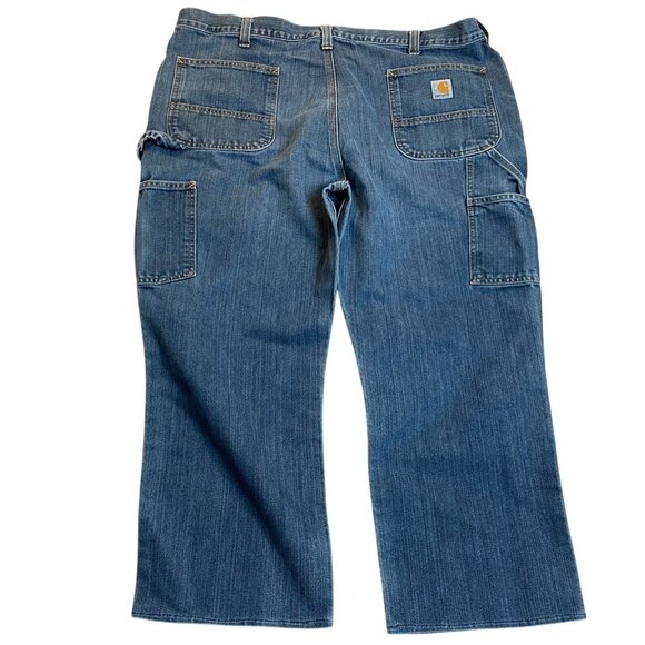 Carhartt Mens Carpenter Jeans 42x24 Relaxed Fit Denim Blue Cotton Blend Workwear - Picture 2 of 16
